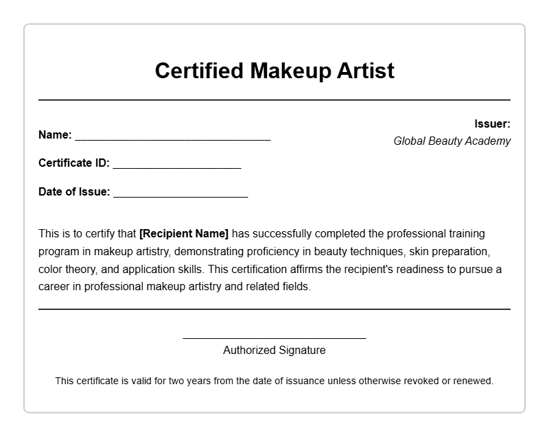 Discover Professional Makeup Artist Certificate Templates