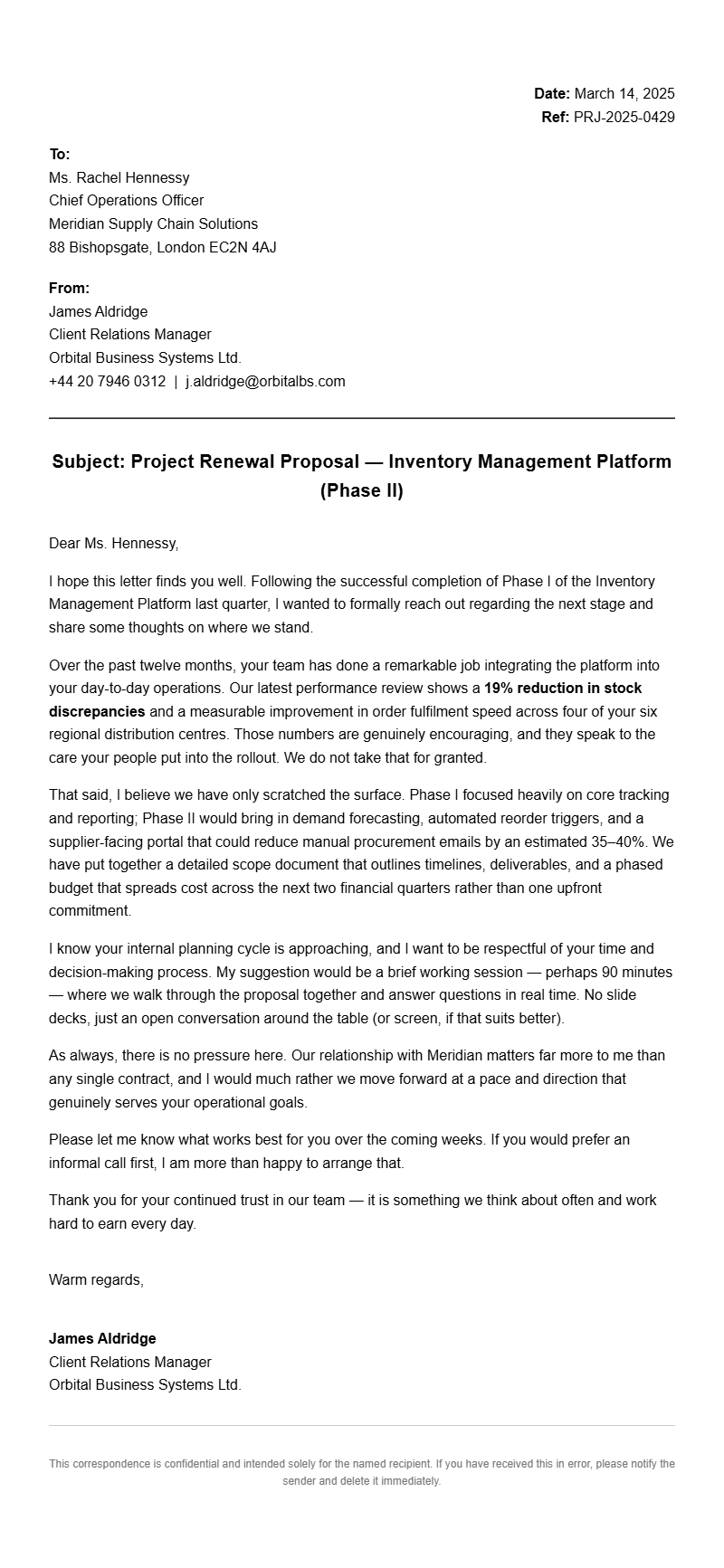 Manager to Client Letter Samples