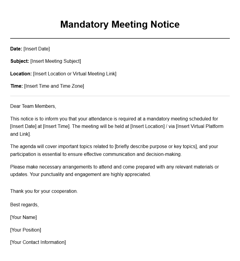 Effective Mandatory Meeting Notice Letter Templates