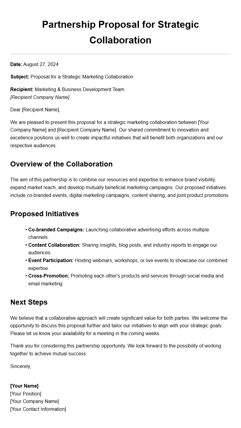 Effective Marketing Collaboration Letter Samples for Business Success