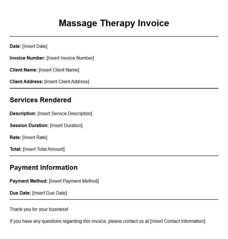 Massage Therapist Invoice Templates for Your Business Needs