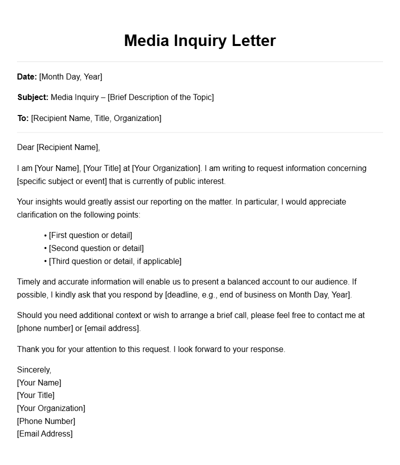 Media Inquiry Letter Templates
