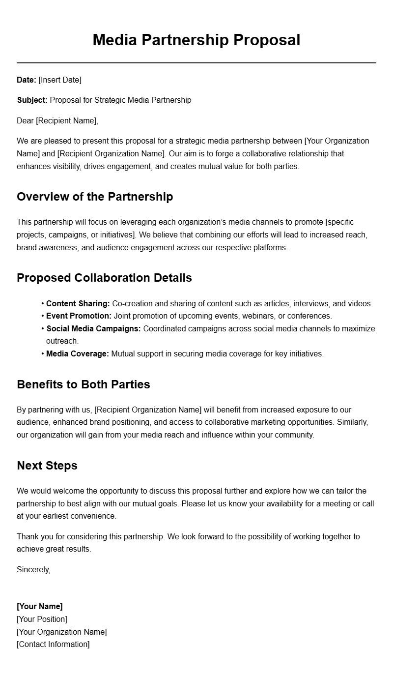 Effective Media Partnership Letter Templates for Collaboration
