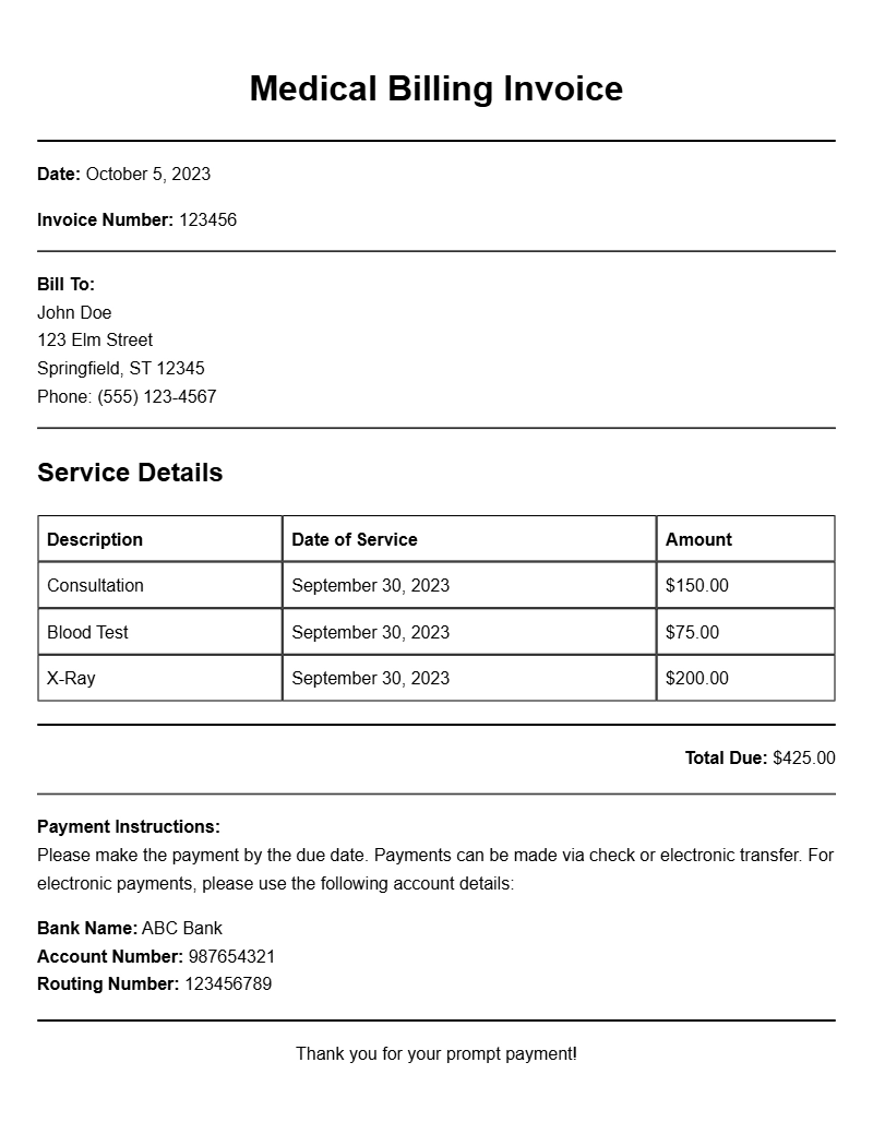 Medical Biller Invoice Samples for Effective Billing Practices
