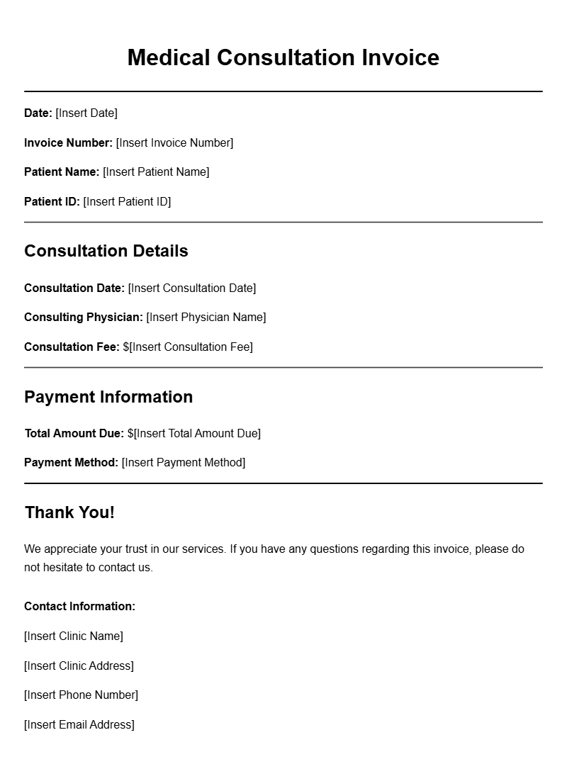 Medical Consultation Invoice Templates for Easy Billing