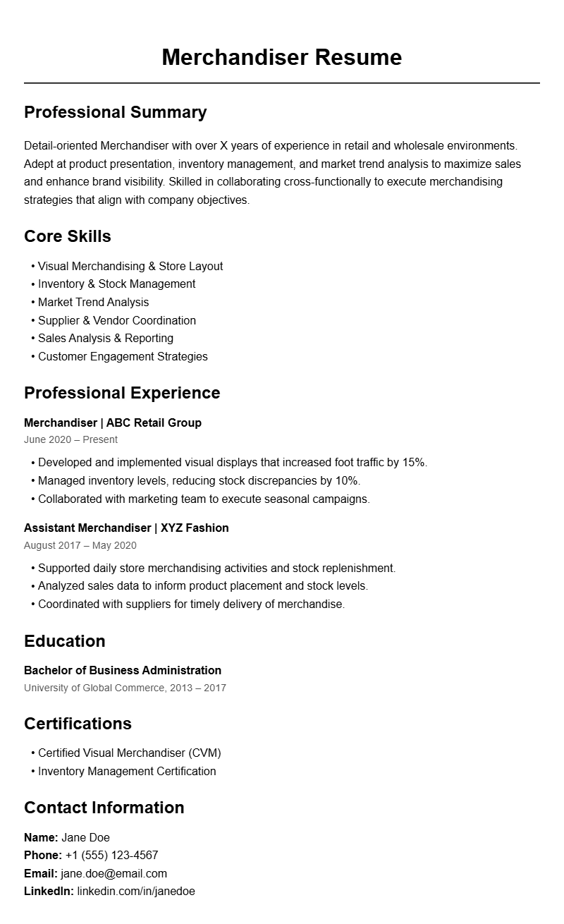 Merchandiser Resume Templates for a Strong Job Application