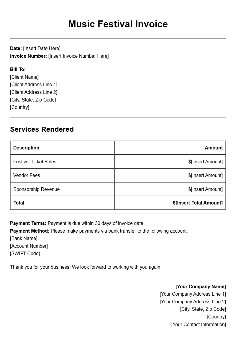 Music Festival Invoice Templates for Your Event Planning Needs