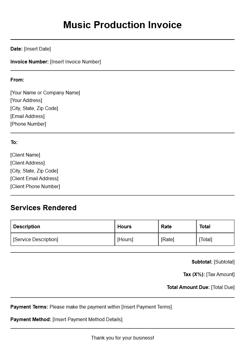 Music Production Invoice Templates for Professionals
