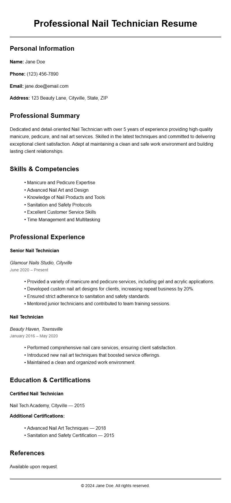 Best Nail Technician Resume Templates to Stand Out
