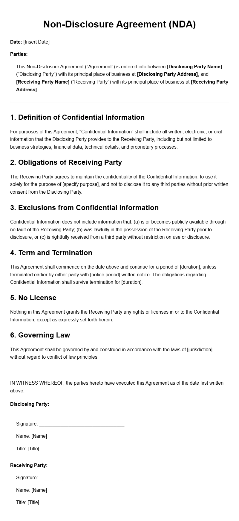 Effective NDA Letter Samples for Confidential Agreements