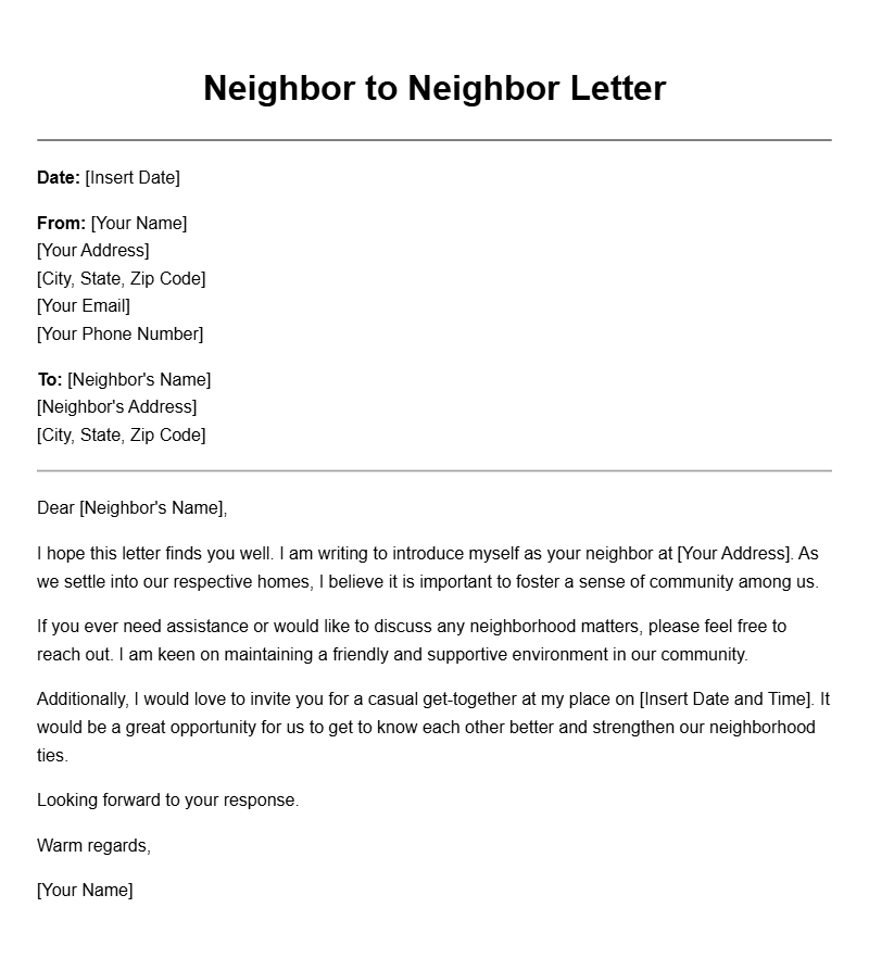 Neighbor to Neighbor Letter Templates for Every Occasion