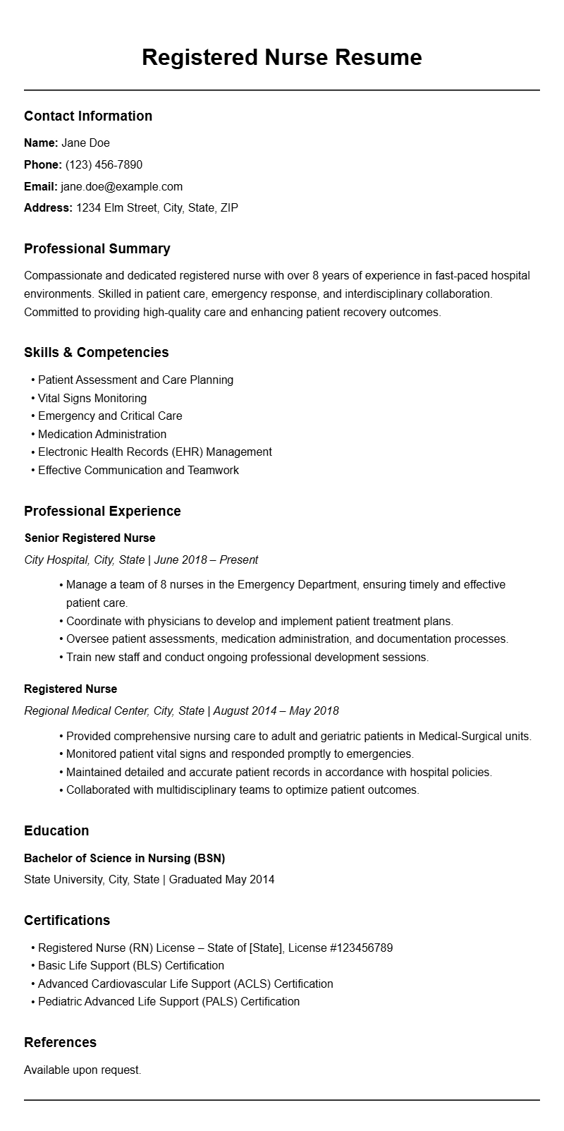 Professional Nurse Resume Templates to Showcase Your Skills