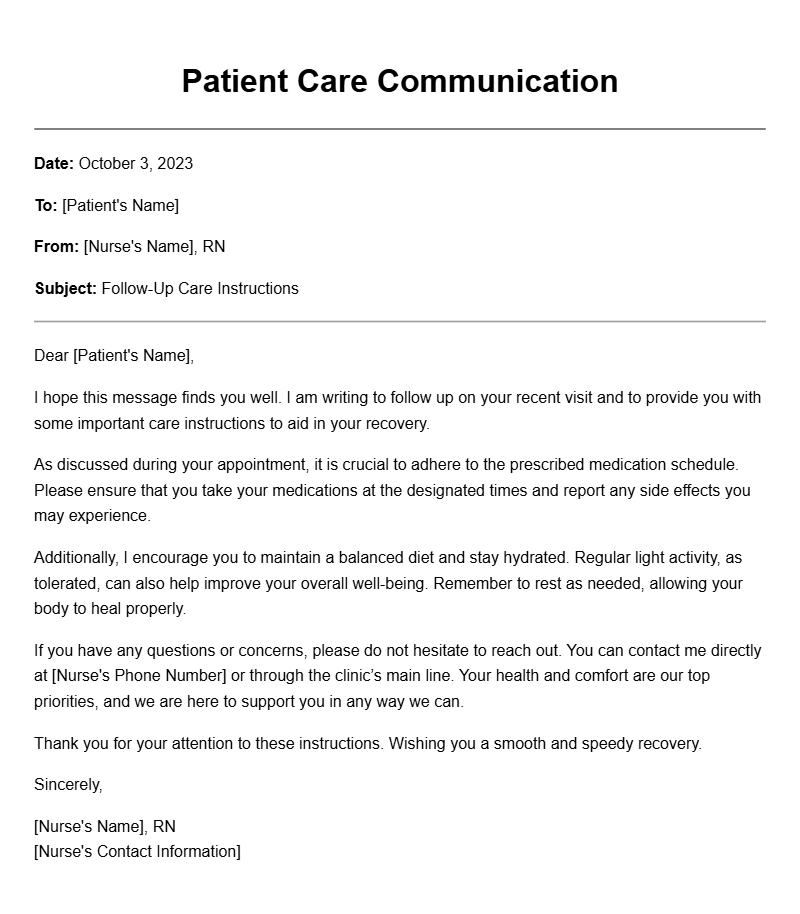 Nurse to Patient Letter Samples for Care and Communication