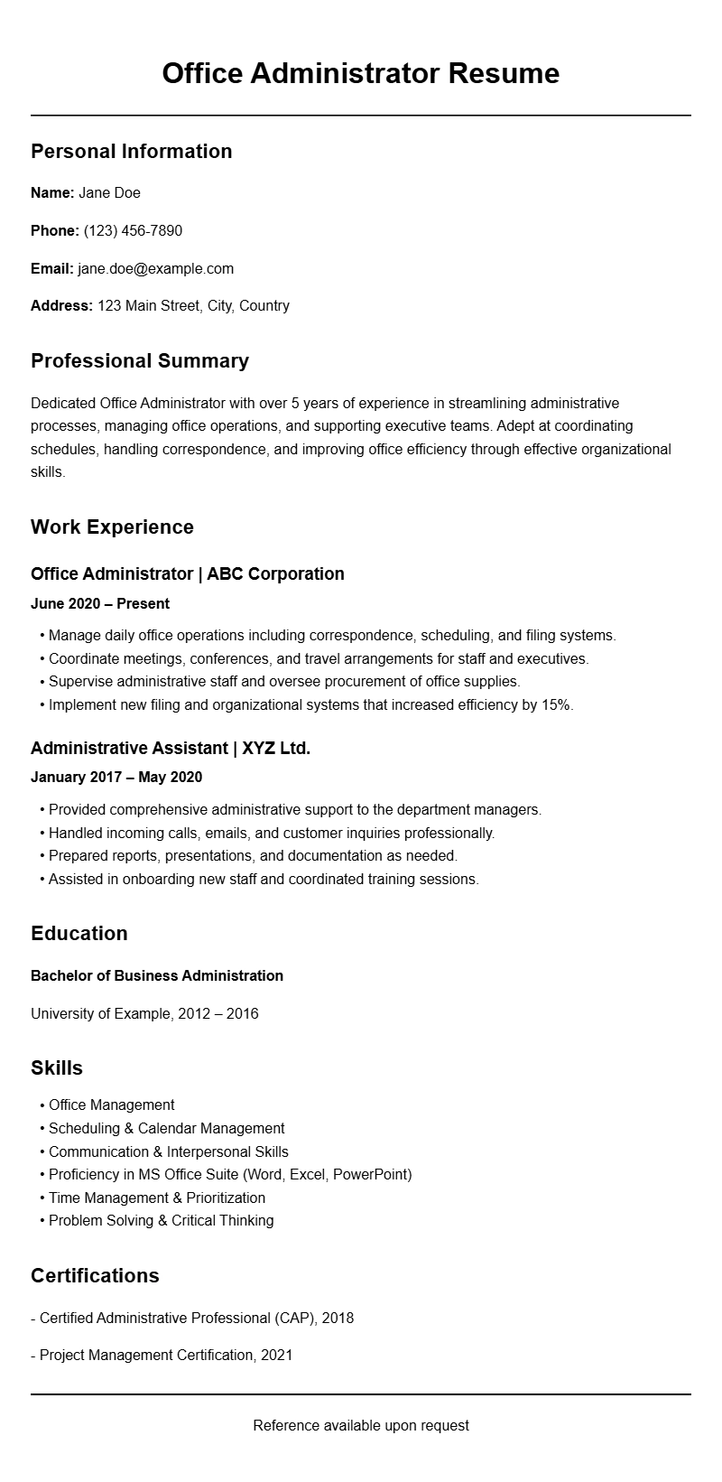 Best Office Administrator Resume Templates for a Professional Look