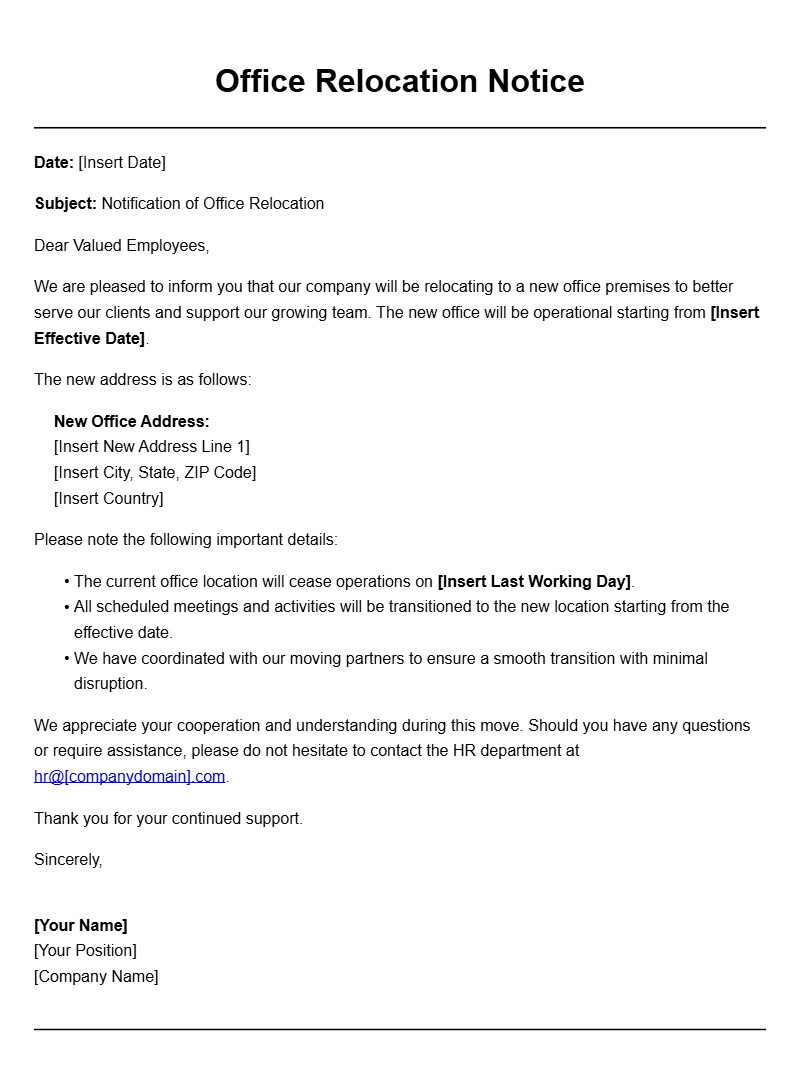 Office Relocation Notice Letter Templates for a Smooth Transition