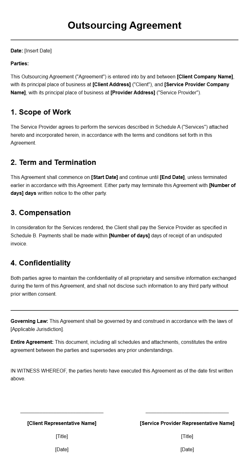 Effective Outsourcing Agreement Letter Samples for Business Use
