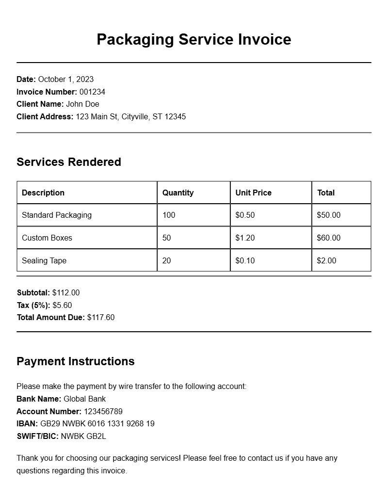 Essential Packaging Service Invoice Templates for Your Business