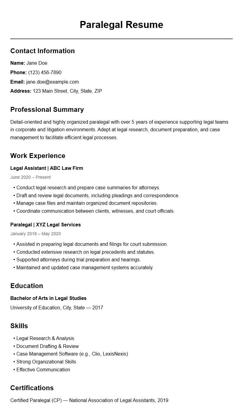 Paralegal Resume Templates to Help You Stand Out