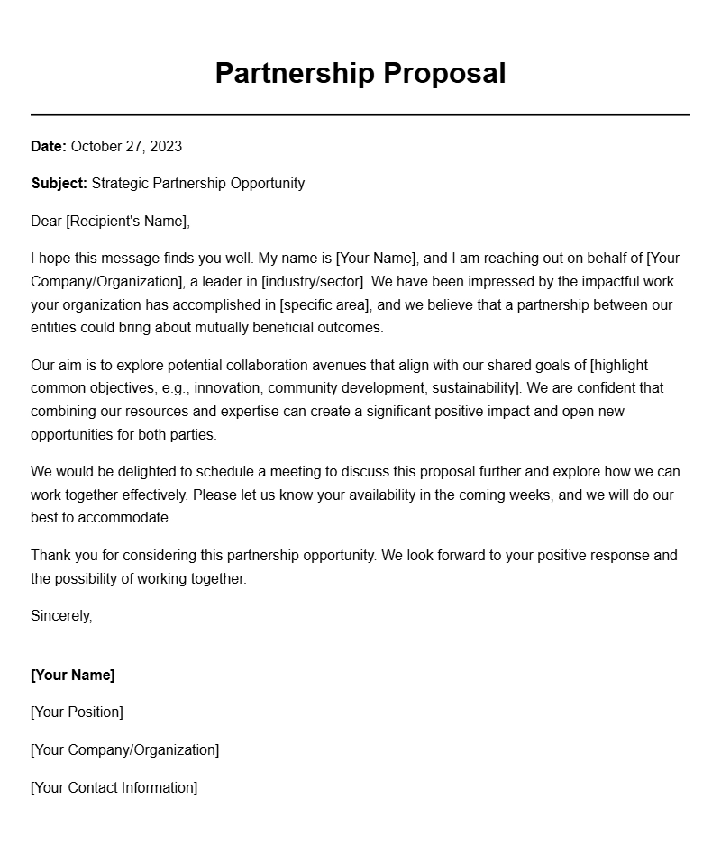 Effective Partnership Request Letter Samples for Business Collaboration