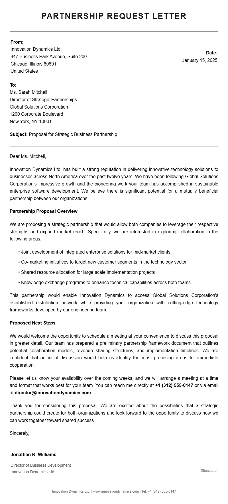Partnership Request Letter Templates – Free Download