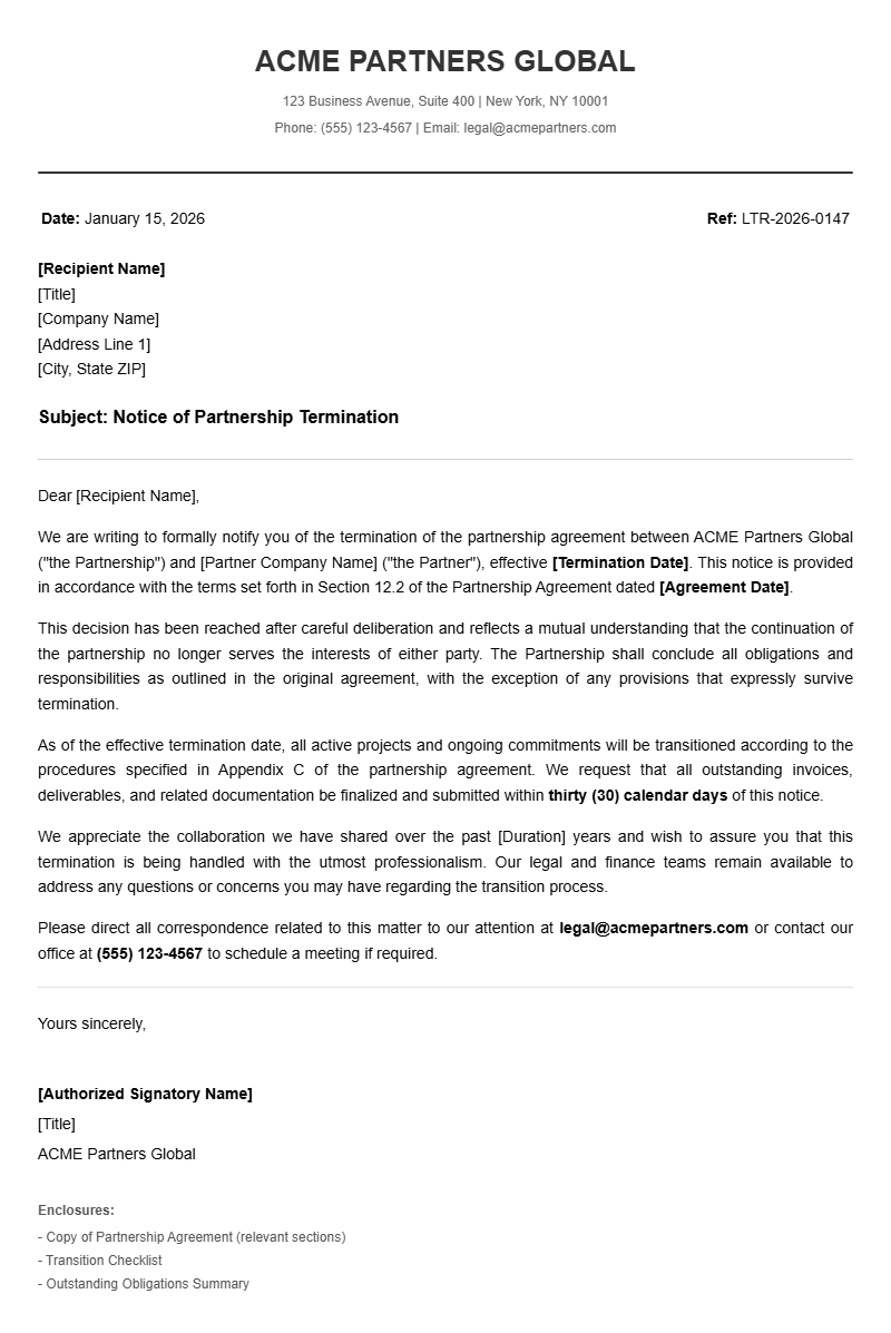 Partnership Termination Letter Templates