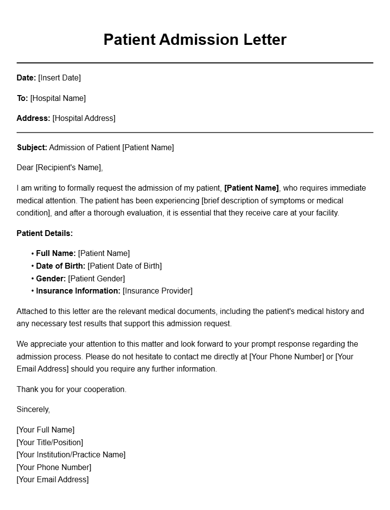 Patient to Hospital Letter Templates for Easy Communication
