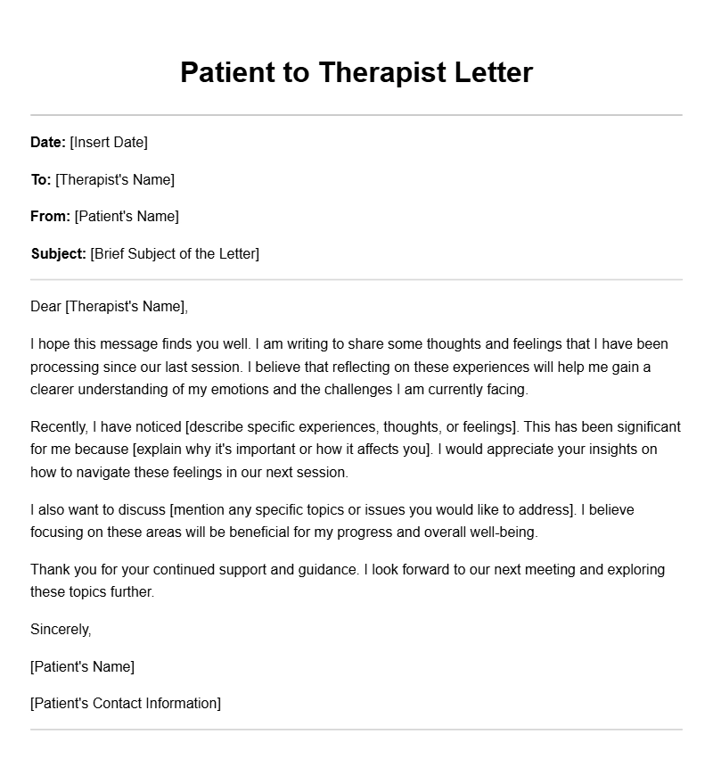 Patient to Therapist Letter Templates for Effective Communication