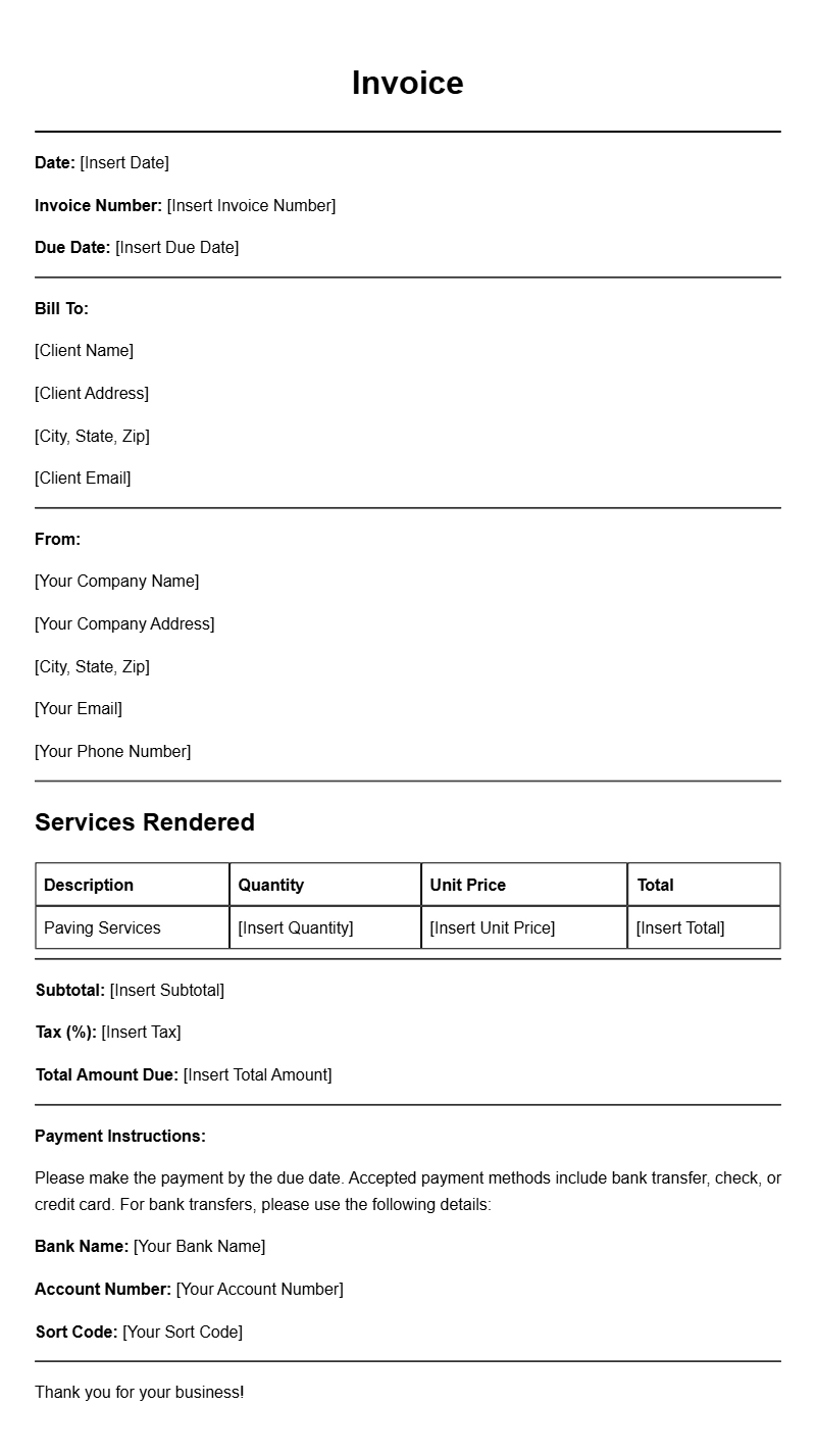 Paving Contractor Invoice Templates for Efficient Billing