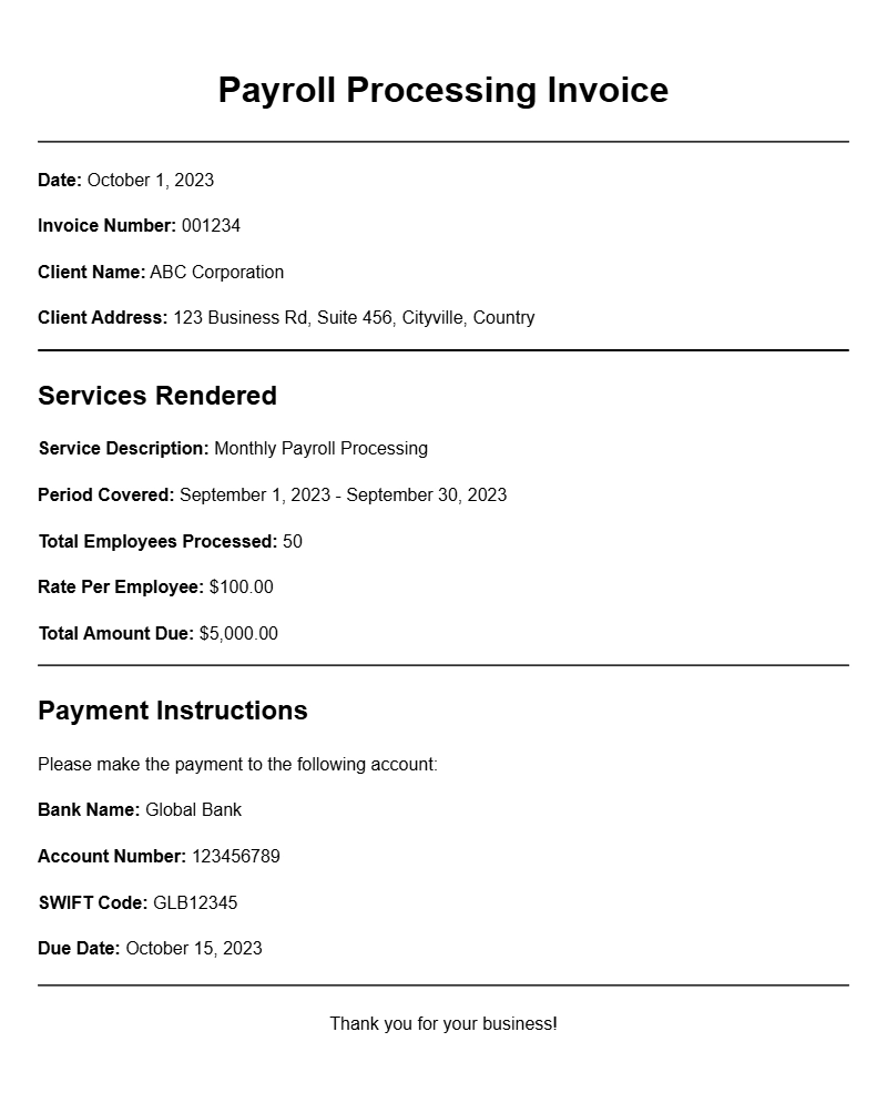 Essential Payroll Processing Invoice Templates for Your Business