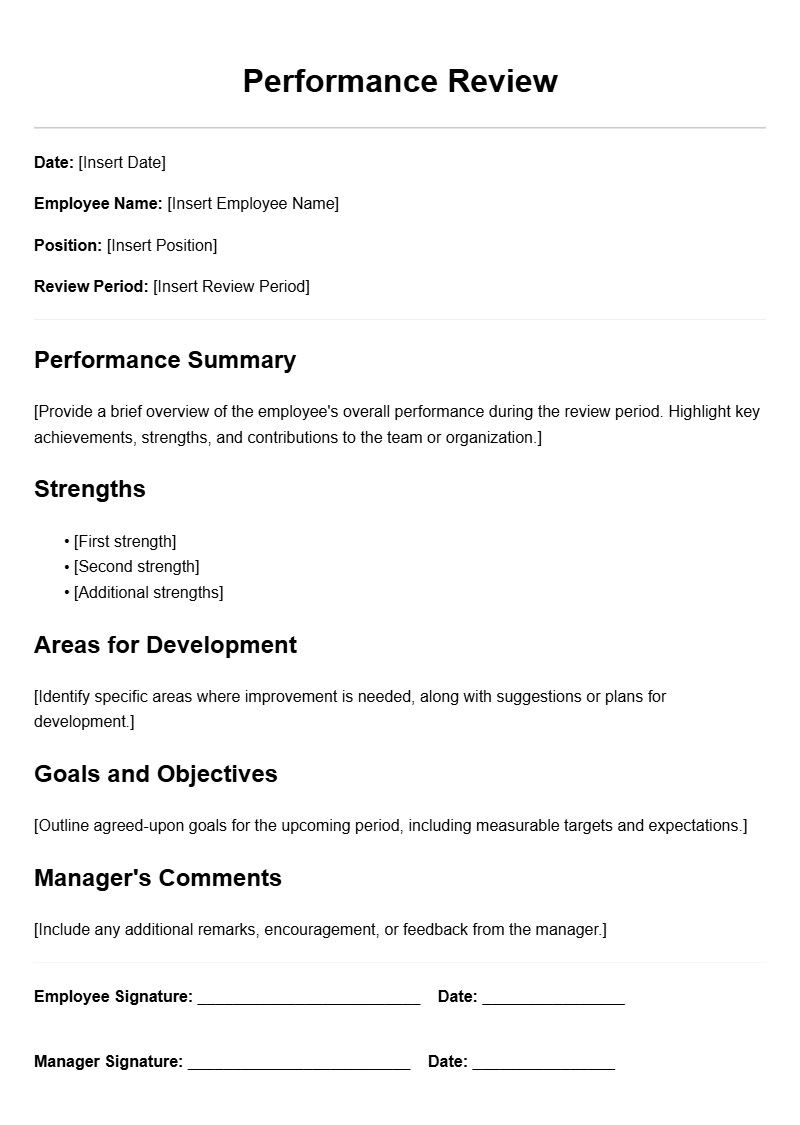Professional Performance Review Letter Templates for Effective Feedback
