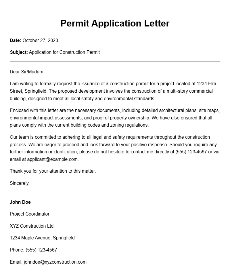 Sample Permit Application Letters for Your Reference