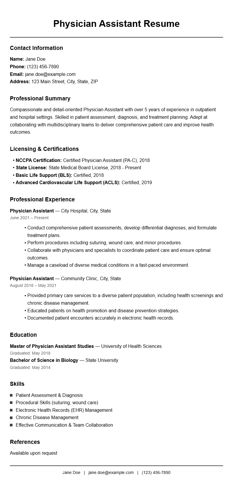 Best Physician Assistant Resume Templates for a Strong Application