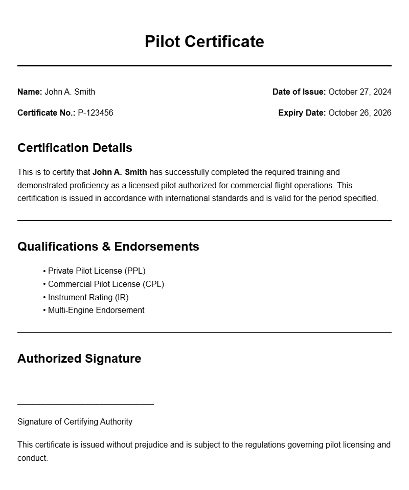 Sample Pilot Certificates and What They Look Like