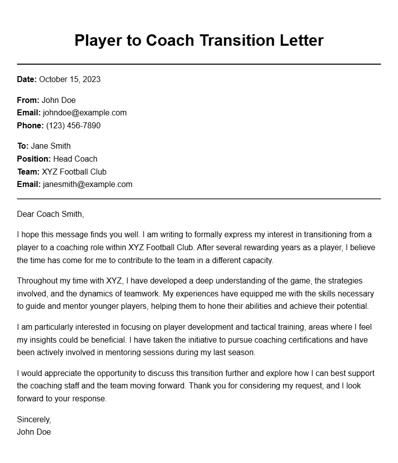 Player to Coach Letter Samples for Easy Reference