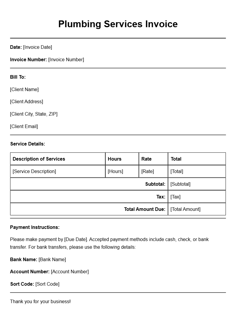 Professional Plumber Invoice Templates for Your Business