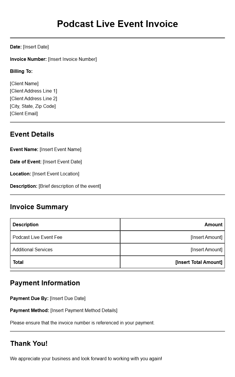 Podcast Live Event Invoice Templates for Easy Billing