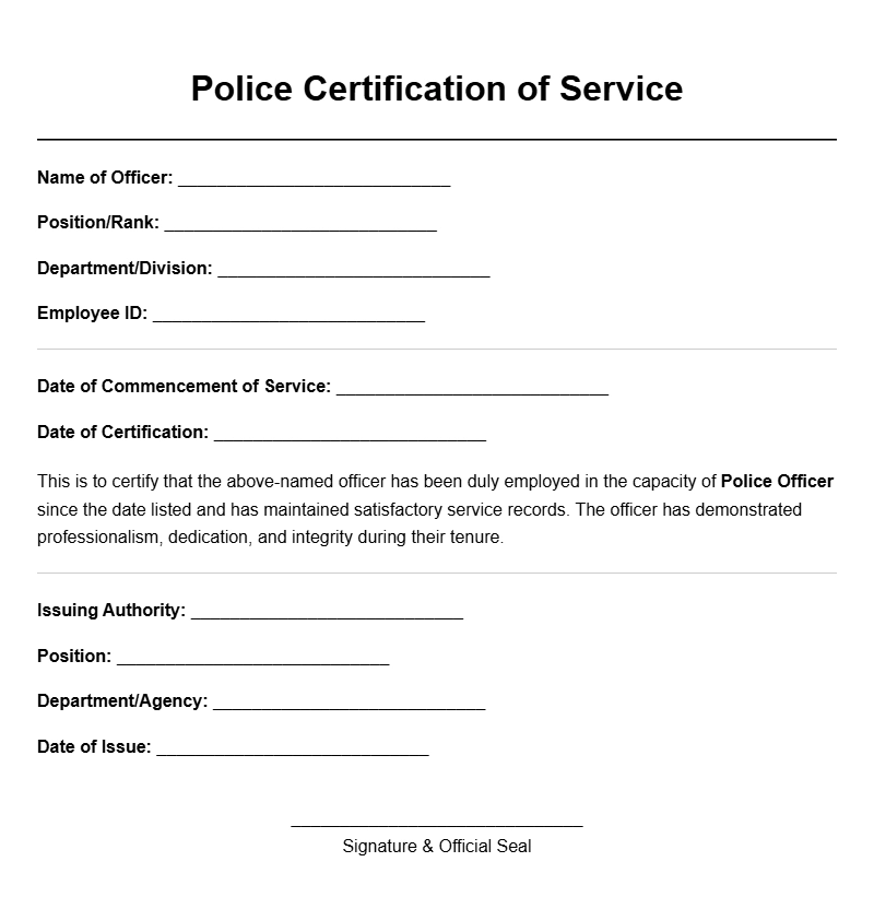 Police Officer Certificate Templates for Professional Recognition