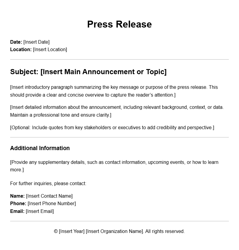 Effective Press Release Letter Templates for Professionals