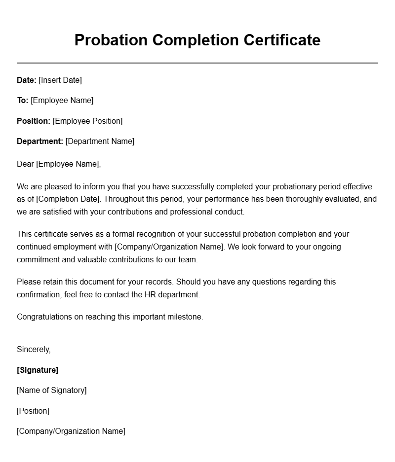 Sample Probation Completion Letters for Various Situations