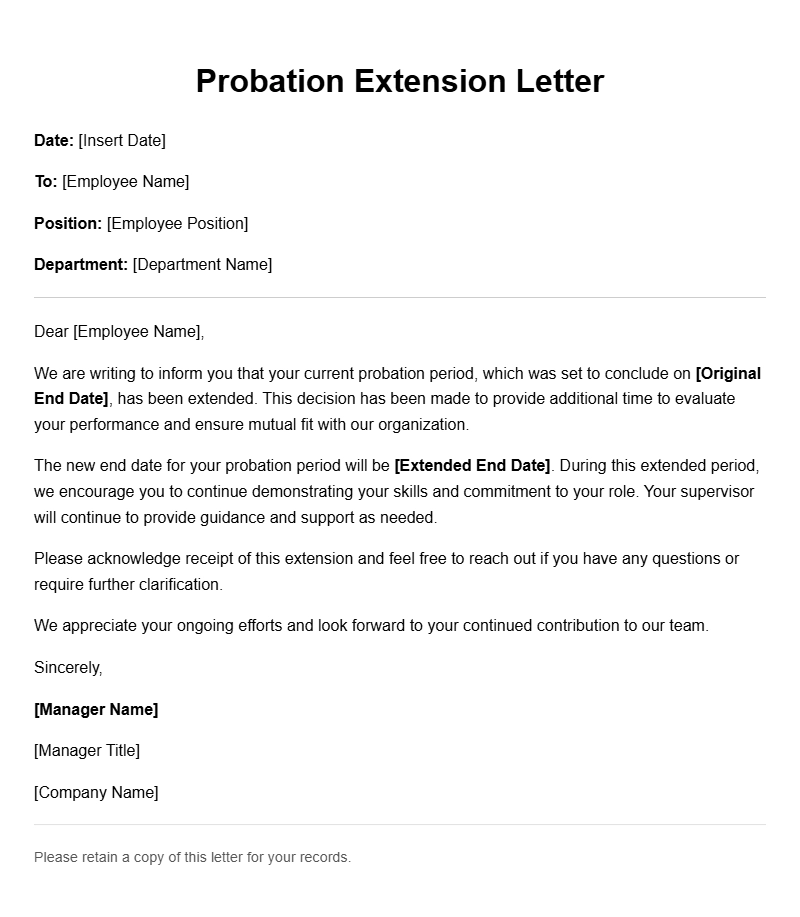 Probation Extension Letter Templates for Different Situations
