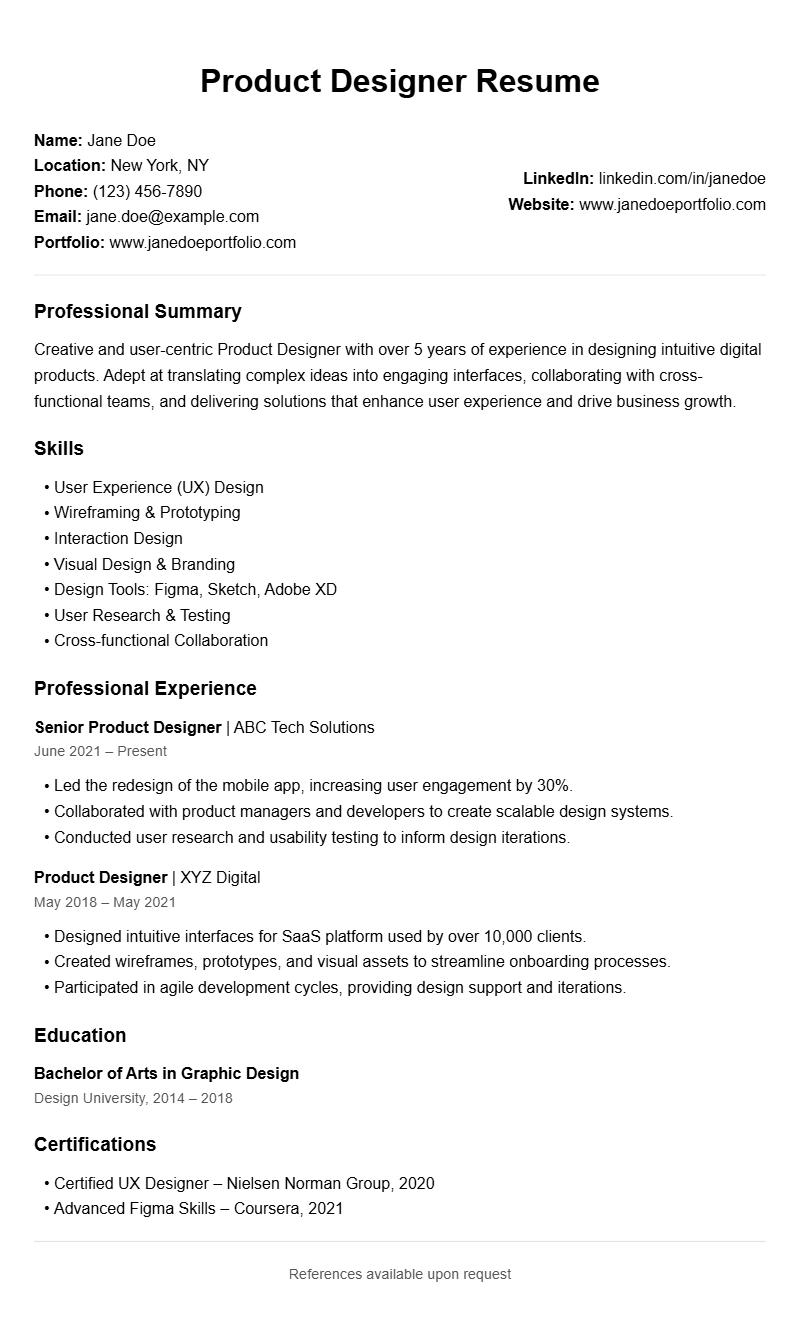 Best Product Designer Resume Templates to Showcase Your Skills