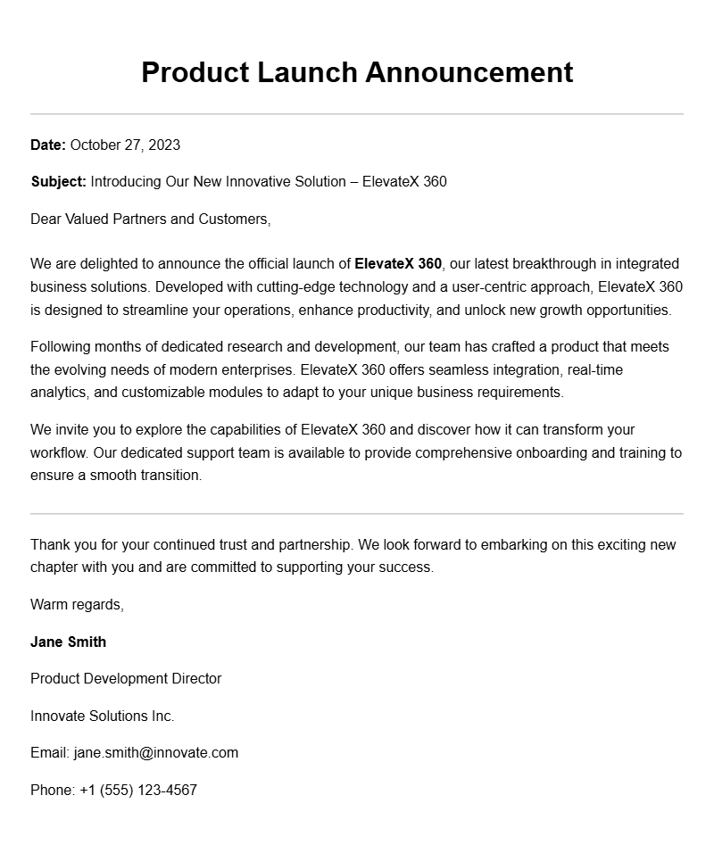 Effective Product Launch Announcement Letter Samples
