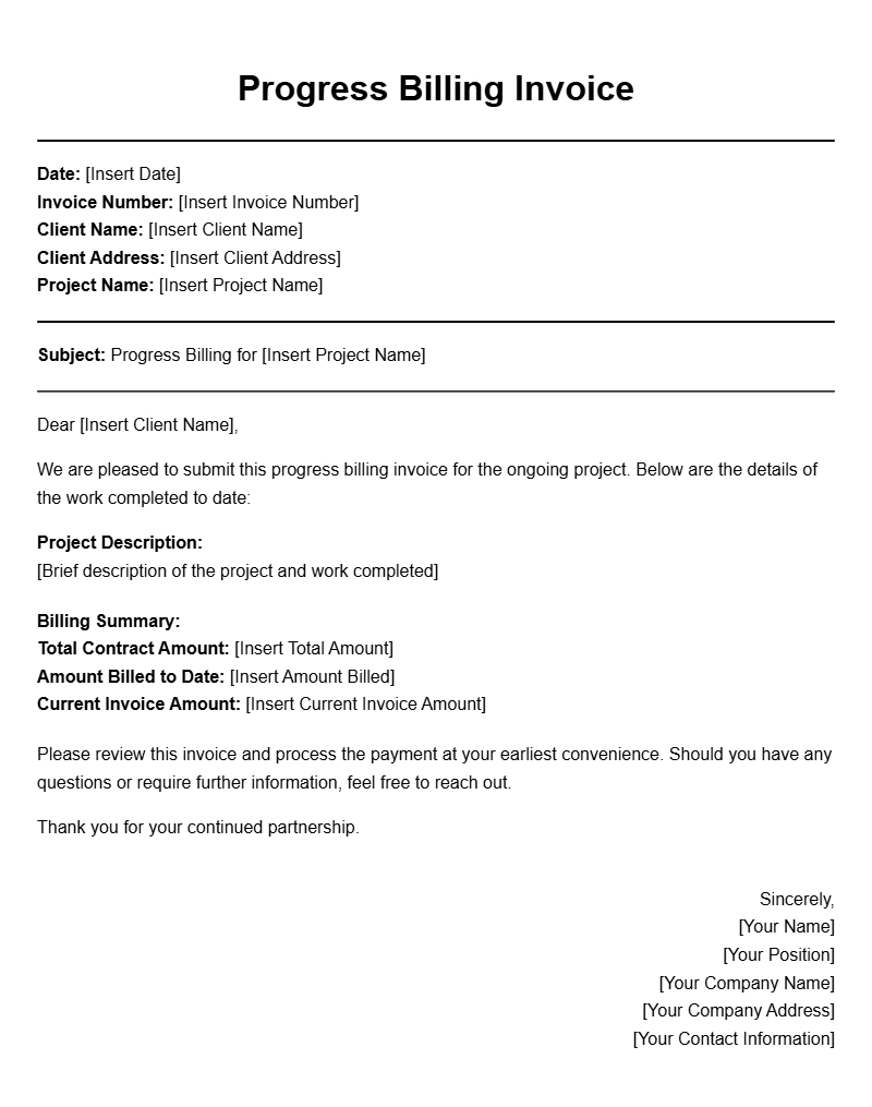Progress Billing Invoice Templates for Your Business Needs