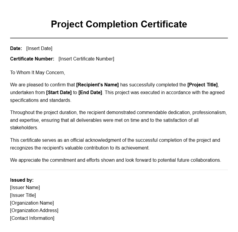 Professional Project Completion Letter Templates for Success