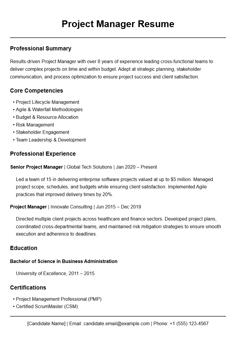 Project Manager Resume Samples to Showcase Your Skills
