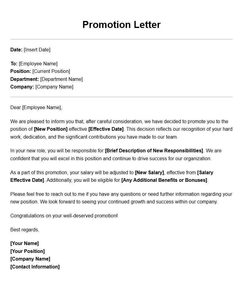 Professional Promotion Letter Templates for Your Needs