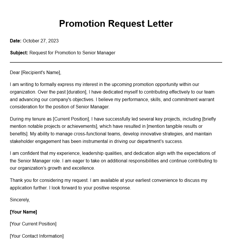 Effective Promotion Request Letter Samples for Your Career Growth