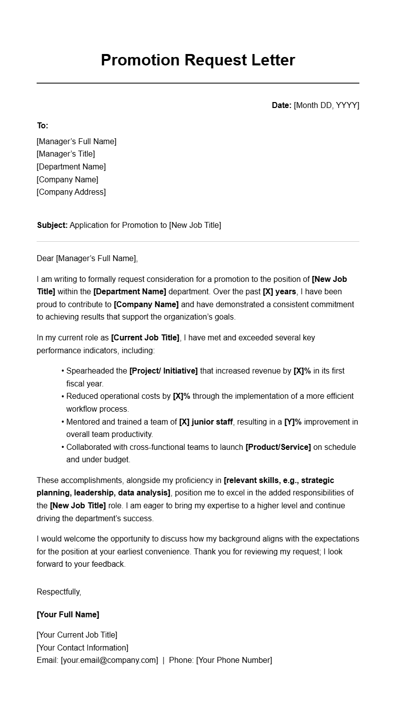 Promotion Request Letter Templates & Examples