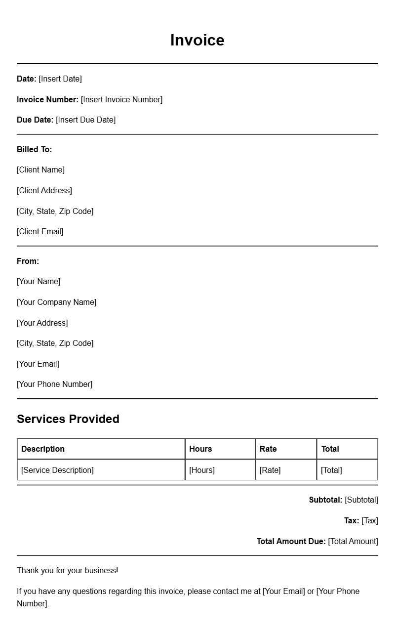 Property Consultant Invoice Templates for Easy Billing
