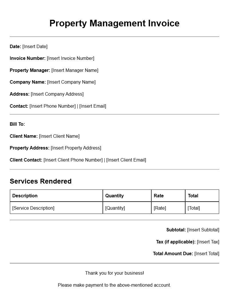 Property Manager Invoice Templates for Efficient Billing